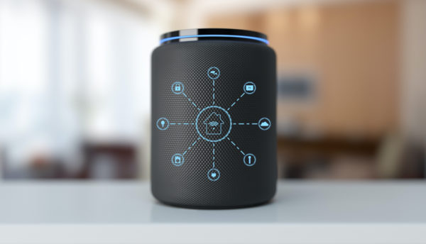 an home assistant device sitting on the counter